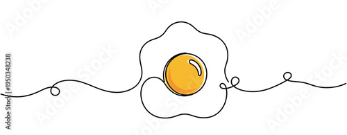 Sunny side egg yolk placed on continuous line background. no editable strokes