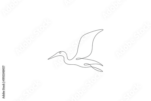 Egret bird continuous single line drawing minimalist outline vector art
