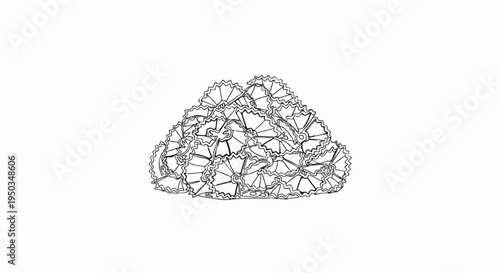 A pile of bowtie-shaped pasta, drawn in a sketch style on a white background
