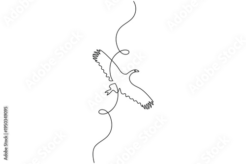 Egret bird continuous single line drawing minimalist outline vector art
