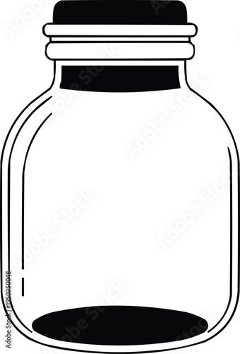 described features a minimalistic outline drawing of a glass jar, characterized by its simplicity and clean lines. 