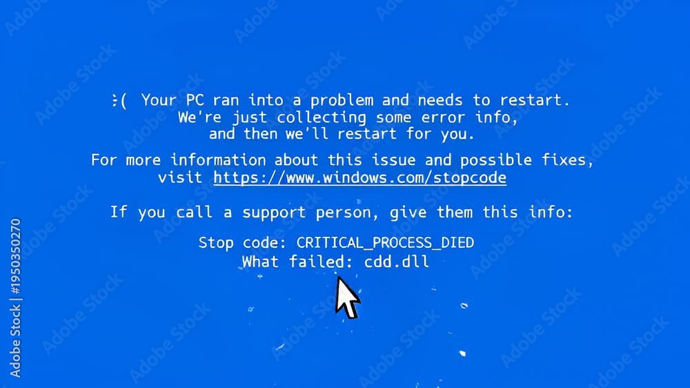 Video Stock Blue screen error message displayed on a computer monitor ...