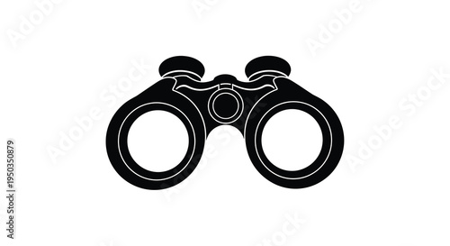 A stark black and white silhouette depicts a pair of classic binoculars seemingly ready for observation high quality professional detailed modern