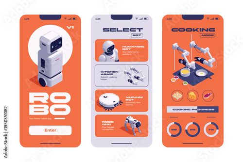 Home Robot Mobile App Interface with AI Robot Controls