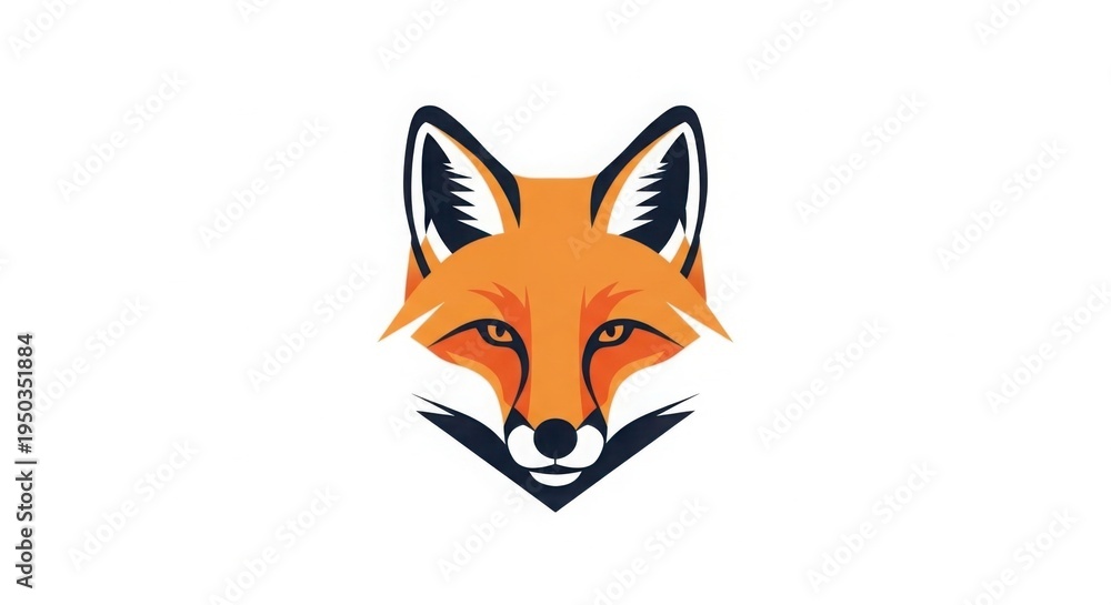 Obraz premium A stylized illustration of a fox's face with vibrant orange and black colors