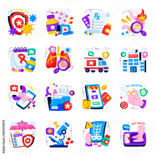 Set of Healthcare Flat Illustrations