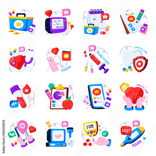 Set of Medical Flat Illustrations 