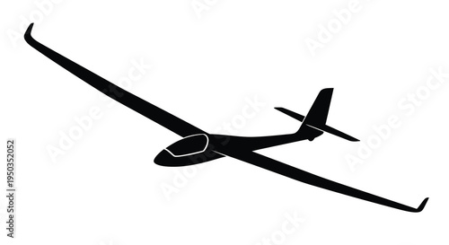 A striking black silhouette depicts a glider soaring through the air showcasing its elegant wingspan and aerodynamic design