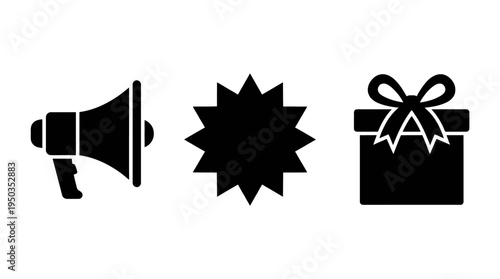 Promotion and gift icons for marketing and sales