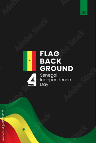 Senegal flag ribbon poster template for independence day on black