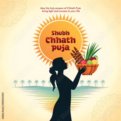 Chhath Puja Festival Hindu Sun Worship Prayer at River Ghat with Devotees Offering Arghya to Surya Dev Traditional Indian Religious Celebration