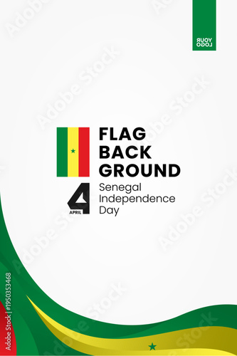 Senegal flag ribbon poster template for independence day on white