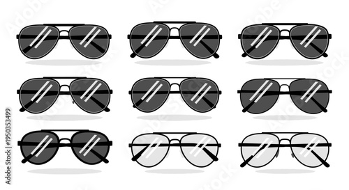 Collection of Aviator Sunglasses, Fashion Eyewear Assortment, Summer Style Accessories