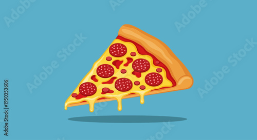 Delicious Slice of Pepperoni Pizza with Melting Cheese Dripping