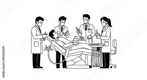 Dental Team Performing Procedure on Patient in Modern Clinic