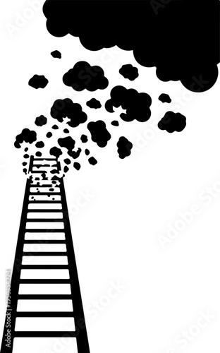 ladder extending upwards into a swarm of dissipating clouds Vector illustration