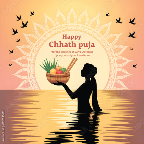 Chhath Puja Festival Hindu Sun Worship Prayer at River Ghat with Devotees Offering Arghya to Surya Dev Traditional Indian Religious Celebration