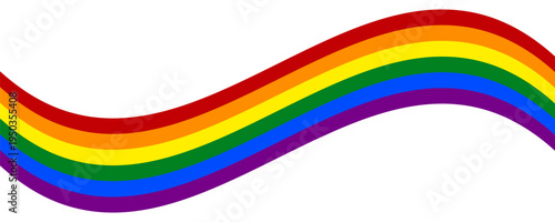 Pride Month banner with LGBT Flag Wave isolated on transparent background. Rainbow or Pride Flag. Pride Rainbow Flag Wave Design Element. Vector Illustration