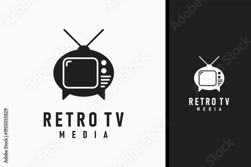 Retro tv logo symbol icon design