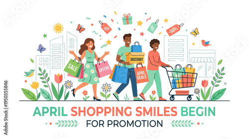 Happy Family Enjoying Spring Shopping