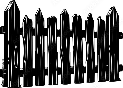 wooden fence with jagged silhouette vector illustration