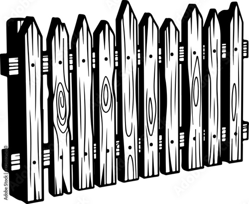 wooden fence with jagged silhouette vector illustration
