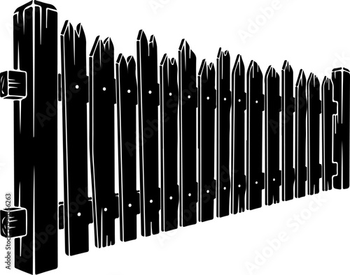 wooden fence with jagged silhouette vector illustration