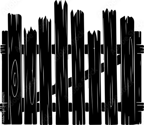 wooden fence with jagged silhouette vector illustration