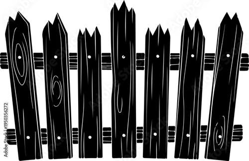 wooden fence with jagged silhouette vector illustration