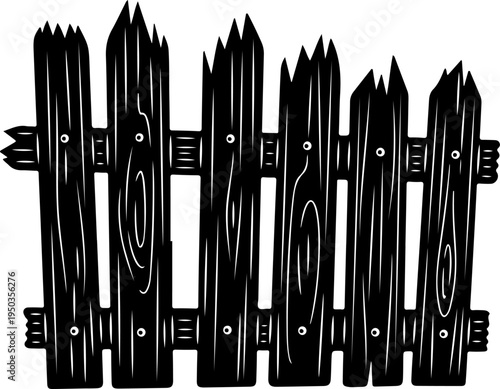 wooden fence with jagged silhouette vector illustration