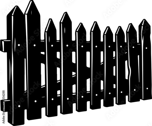 wooden fence with jagged silhouette vector illustration