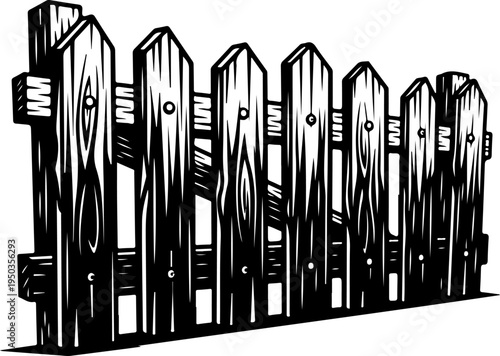 wooden fence with jagged silhouette vector illustration