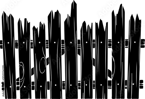 wooden fence with jagged silhouette vector illustration