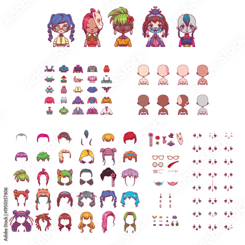 Custom avatar creator illustration – design your own female character