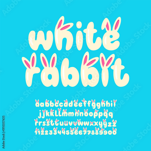 White Rabbit font. Easter Childish Alphabet.