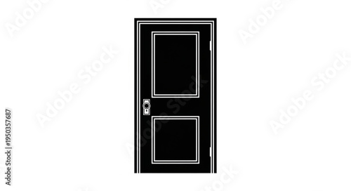 Elegant Black Door with Silver Trim and Hardware.