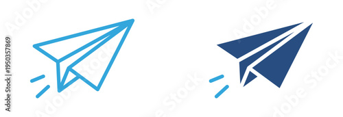 Paper airplane icon set. Flying paper plane icon, message sending, startup launch and fast communication concept. Vector illustration.