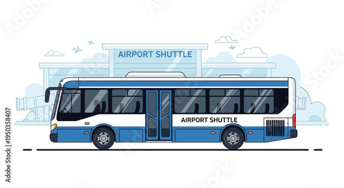Airport Shuttle Bus Arriving at Terminal Building