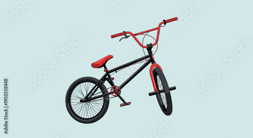 BMX Bike, Red and Black, Freestyle Bicycle for Tricks and Sports