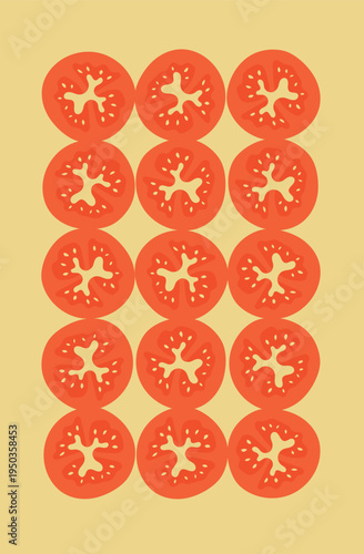 Design wall art tomato slice repeat pattern unique