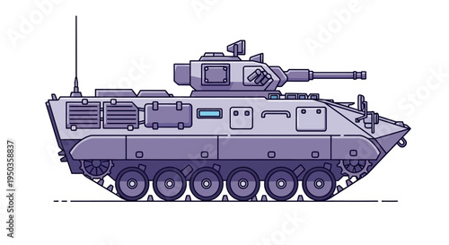 Modern Armored Personnel Carrier Vehicle Illustration - Side View