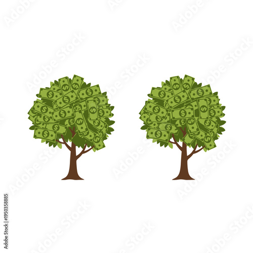 Money Trees: Two Lush Green Trees Laden with US Dollar Bills