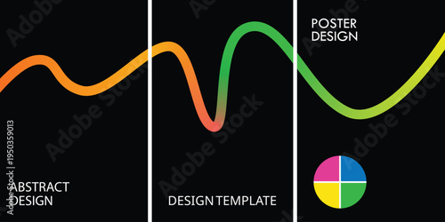 Vibrant waveform design elements with colorful pie chart
