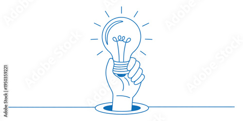 A hand holding a glowing light bulb representing a creative idea and innovative business solution Vector