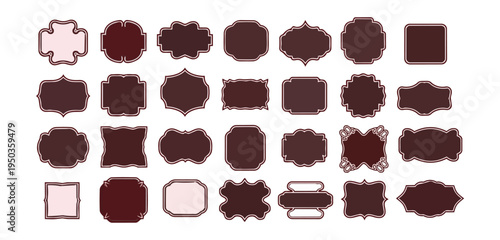 Decorative frame shapes collection on black background vector illustration