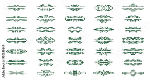 Decorative ornamental design elements collection on black background