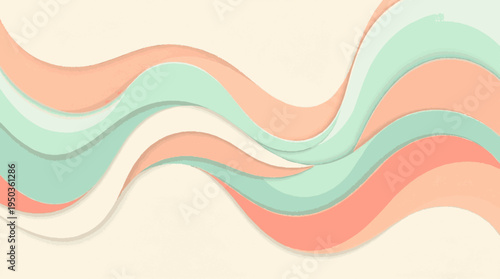 Flowing pastel wavy abstract background with soft shadows and gentle curves creating a serene and calming atmosphere with a modern elegant