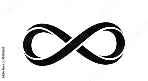 A striking black and white depiction of the infinity symbol showcasing its continuous looping form with white outlines