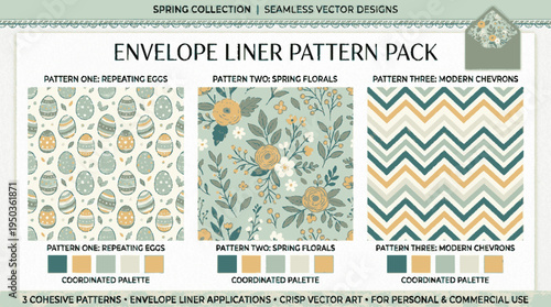 Envelope liner pattern pack vector seamless designs spring collection