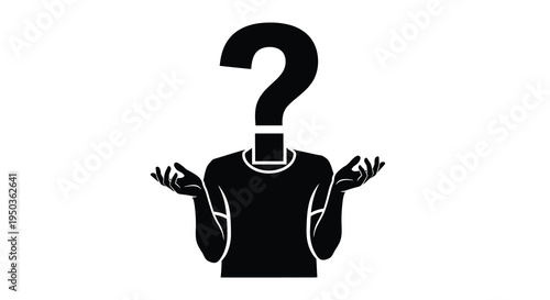 A stark black silhouette depicts a person with a question mark for a head expressing confusion and uncertainty